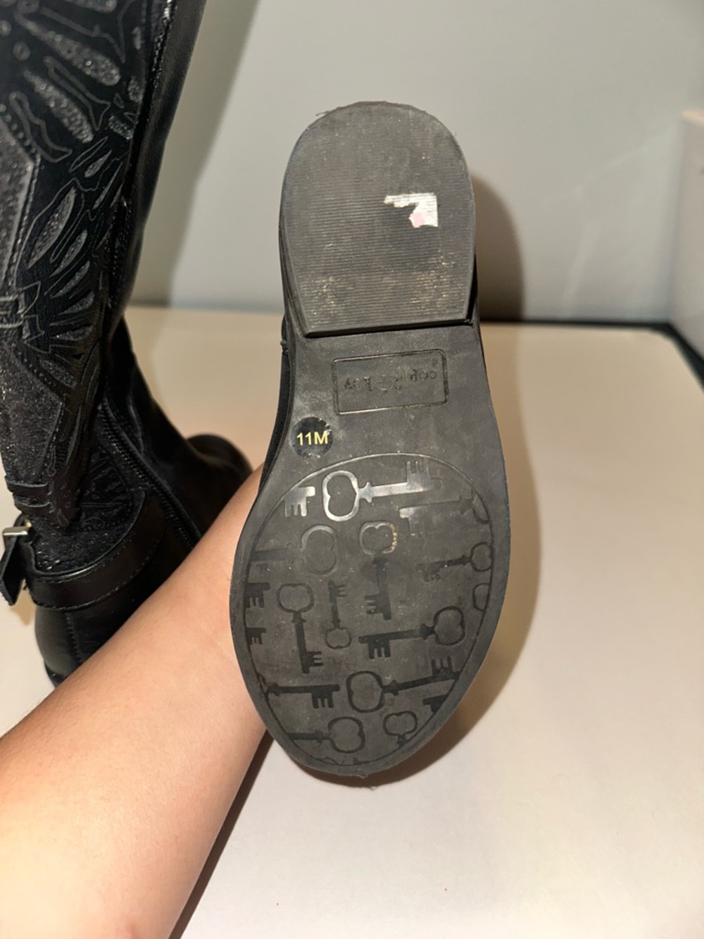 Girls Copper Key Black Riding Boots - Picture 5 of 5